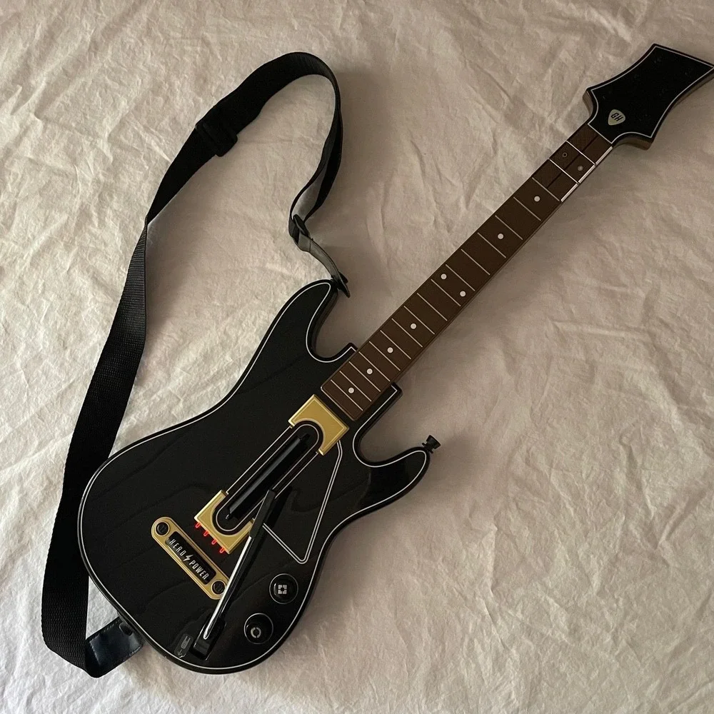Guitar Hero Power Wireless Guitar HERO POWER Xbox 360 PS3 Black‎ Gold No Dongle